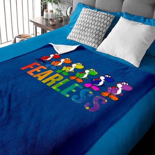 Super Mario Pride Yoshi Fearless Rainbow Line Up Unisex Baby Blanket Adult Baby Blankets