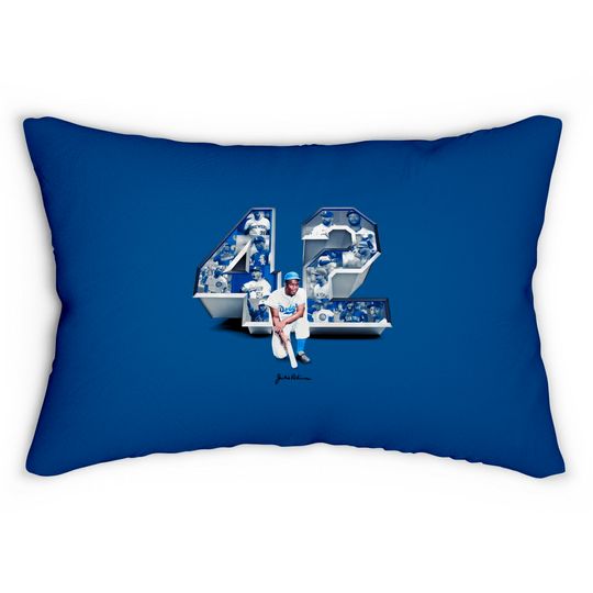 Jackie42 Lumbar Pillows, Jackie Robinson 42 Lumbar Pillow, Legend Jackie Robinson, Jackie Robinson 75th Anniversary Lumbar Pillow
