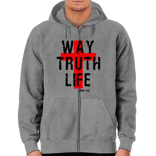 Way Truth Life Christian Cross Zip Hoodies