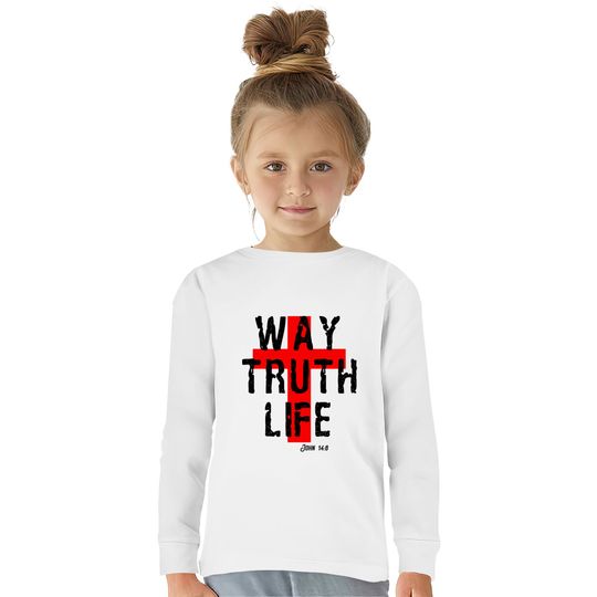 Way Truth Life Christian Cross  Kids Long Sleeve T-Shirts
