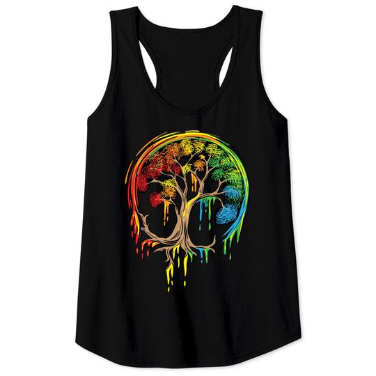 Colorful Tree Life is really good Tree Art Tank Tops