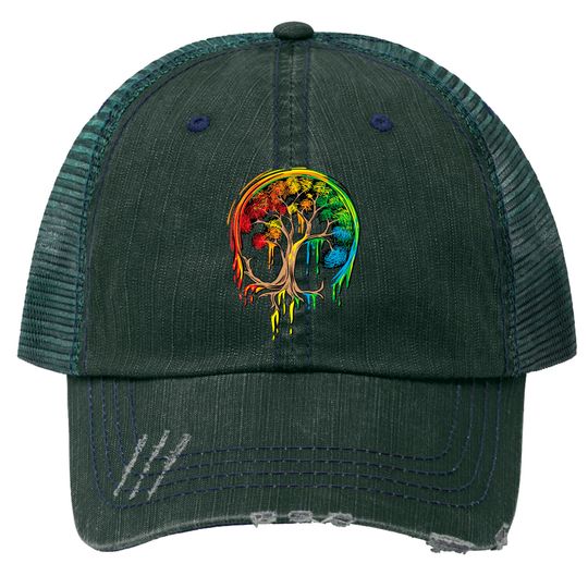 Colorful Tree Life is really good Tree Art Trucker Hats