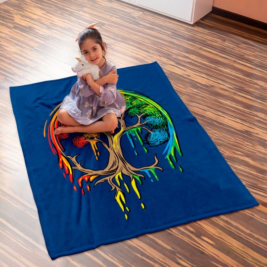 Colorful Tree Life is really good Tree Art Baby Blankets