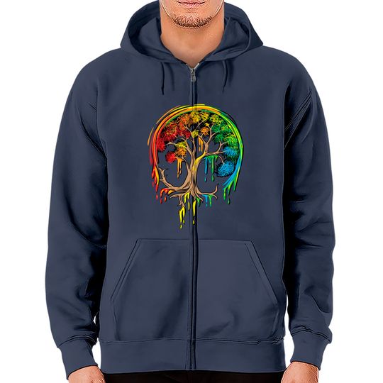 Colorful Tree Life is really good Tree Art Zip Hoodies