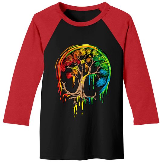 Colorful Tree Life is really good Tree Art Baseball Tees