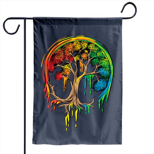 Colorful Tree Life is really good Tree Art Garden Flags