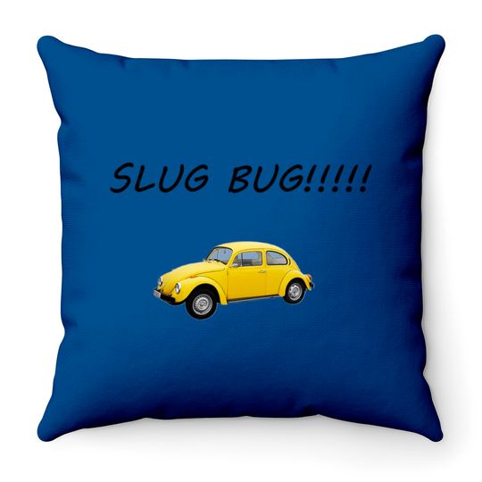 Funny Slug Bug Nostalgic Vintage Car Graphic Throw Pillows