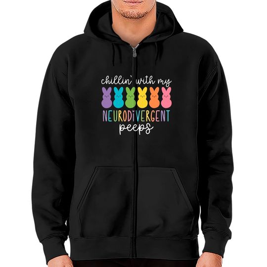 Chillin With My Neurodivergent Peeps Zip Hoodies, Special Education Shirt, Autism Shirt, Awareness Day Shirt, Autism Mom Shirt, Autistic Tee