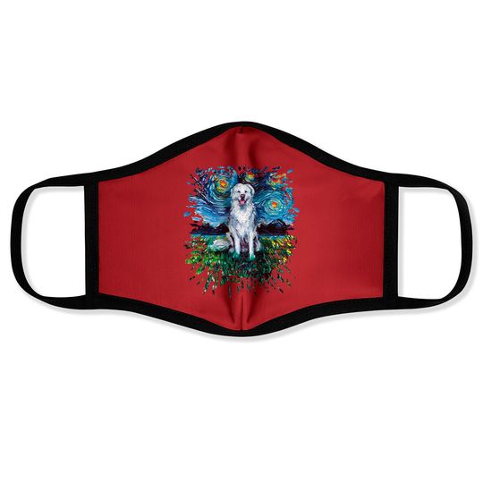 Great Pyrenees Night (splash version) - Great Pyrenees - Face Masks