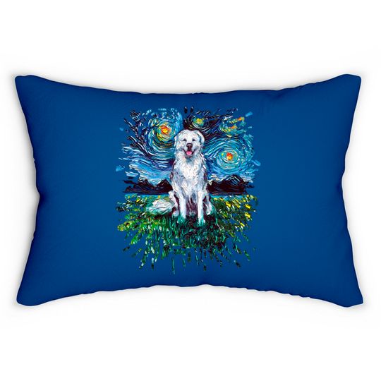 Great Pyrenees Night (splash version) - Great Pyrenees - Lumbar Pillows