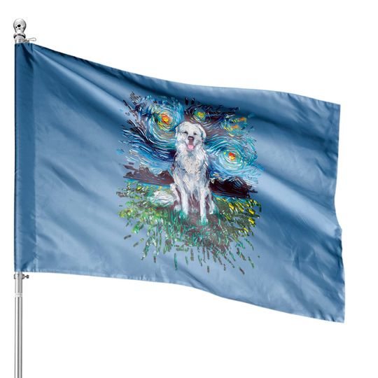 Great Pyrenees Night (splash version) - Great Pyrenees - House Flags
