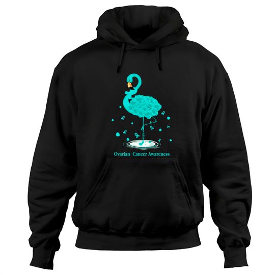Ovarian Cancer Awareness Teal Ribbon Flamingo Hoodies