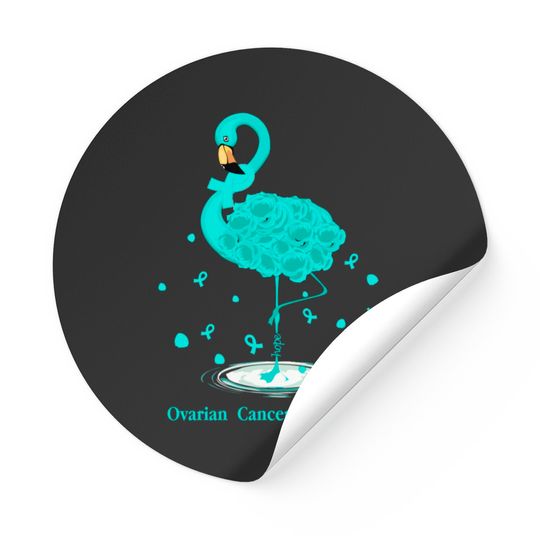 Ovarian Cancer Awareness Teal Ribbon Flamingo Stickers