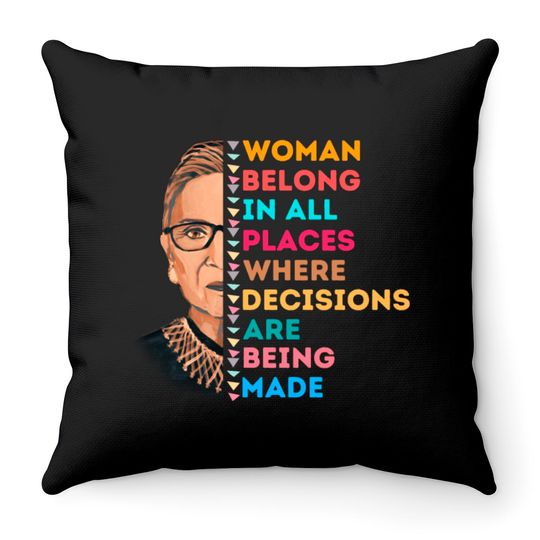 Rbg Women's Rights Ruth Bader Ginsburg Throw Pillows