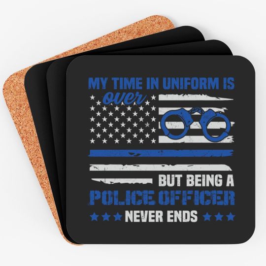 Retired Police Law Enforcement Thin Blue Line Coasters
