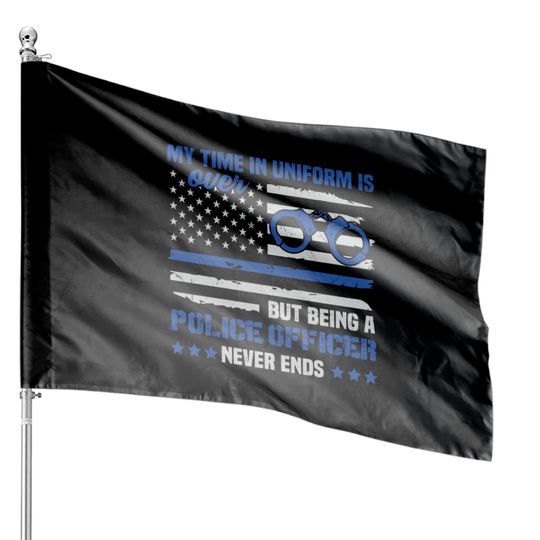 Retired Police Law Enforcement Thin Blue Line House Flags