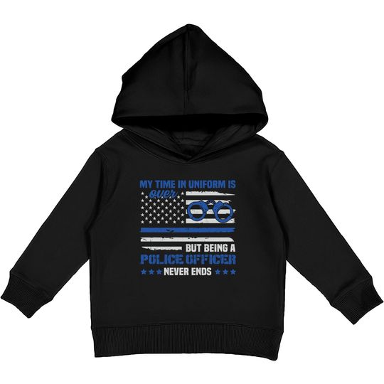 Discover Retired Police Law Enforcement Thin Blue Line Kids Pullover Hoodies