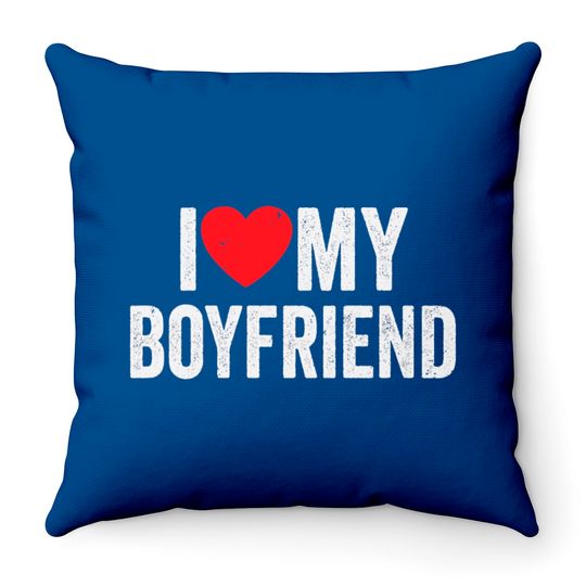 Discover I Red Heart My Boyfriend BF I Love My Boyfriend Throw Pillows