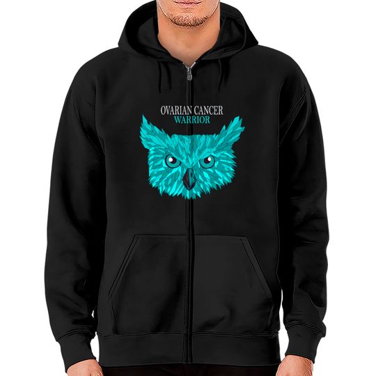 Ovarian Cancer Warrior Teal Ribbon Zip Hoodies