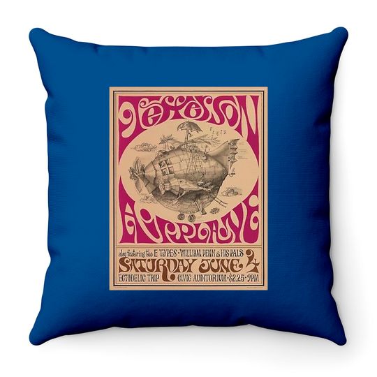 Jefferson Airplane Vintage Poster Classic Throw Pillows