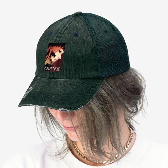 Perfect Blue, Perfect Blue Trucker Hats, Anime, Satoshi Kon Trucker Hat, Anime Graphic Trucker Hat.