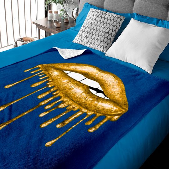 Discover Drip Gold Lips - Lips - Baby Blankets