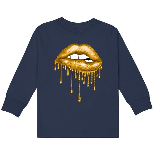 Discover Drip Gold Lips - Lips -  Kids Long Sleeve T-Shirts