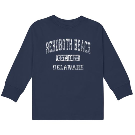 Discover Rehoboth Beach Delaware DE Vintage Established Spo  Kids Long Sleeve T-Shirts