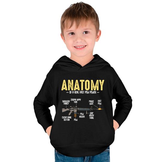 Anatomy Of A Real Fast Pew Pewer Rifle Long-Barrel Kids Pullover Hoodies
