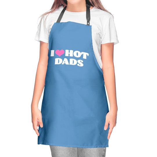 I Love Hot Dads Kitchen Aprons Funny Pink Heart Hot Dad Kitchen Apron I Love Hot Dads