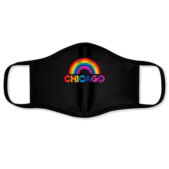 Chicago Rainbow LGBT Gay Pride Parade T Face Masks