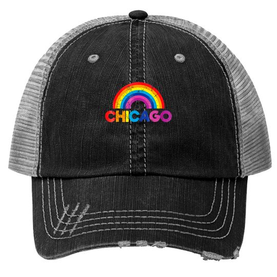 Discover Chicago Rainbow LGBT Gay Pride Parade T Trucker Hats