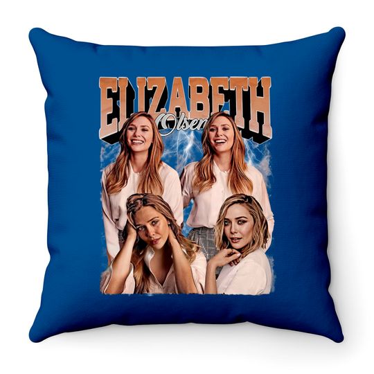 Elizabeth Olsen Throw Pillow Vintage Graphic Throw Pillows