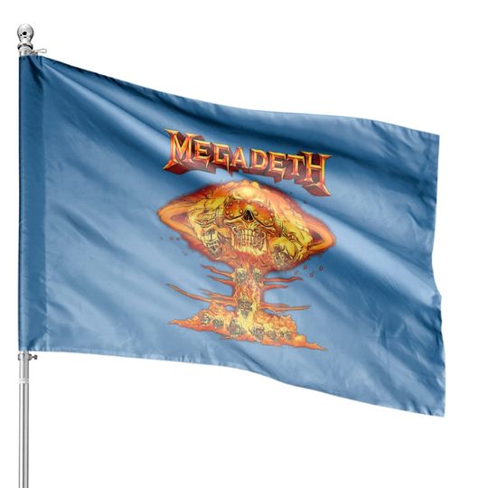 Discover Vintage Mushroom Cloud Vic Glow Megadeth House Flags, Megadeth House Flag, House Flag For Megadeth Fan, Streetwear, Music Tour Merch, 2022 Band Tour House Flag