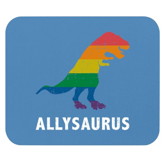 Discover Allysaurus dinosaur in rainbow flag for ally LGBT pride - Gay Ally - Mouse Pads