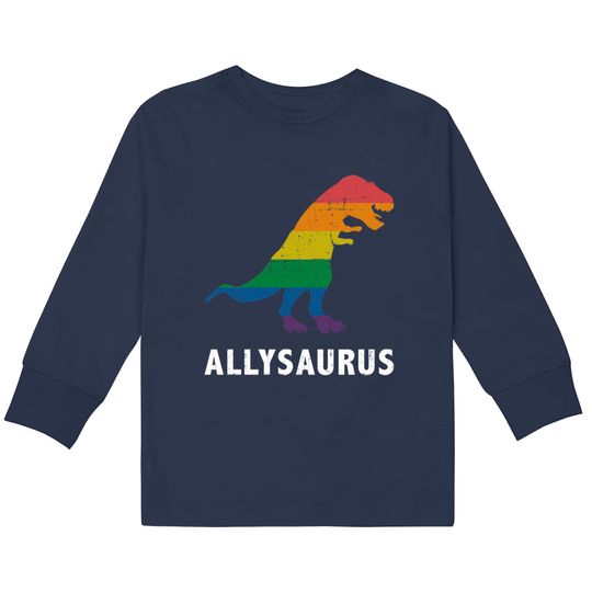 Discover Allysaurus dinosaur in rainbow flag for ally LGBT pride - Gay Ally -  Kids Long Sleeve T-Shirts
