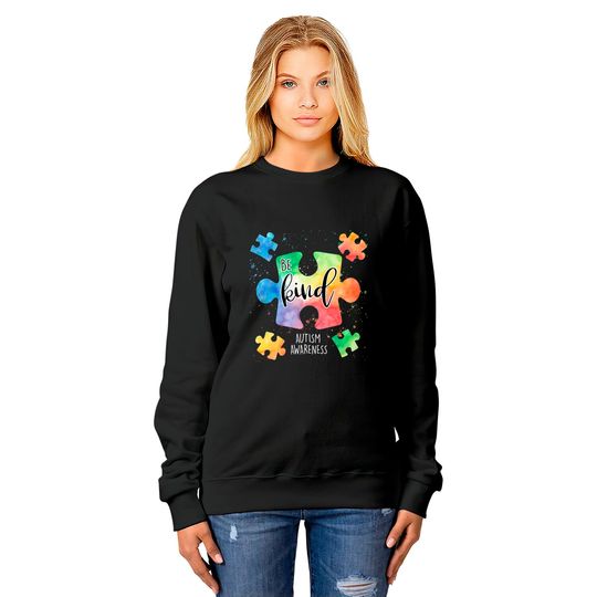 Be Kind Puzzle Pieces Cute Autism Awareness Sweatshirts