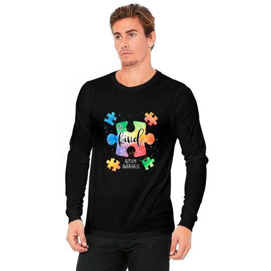 Be Kind Puzzle Pieces Cute Autism Awareness Long Sleeves