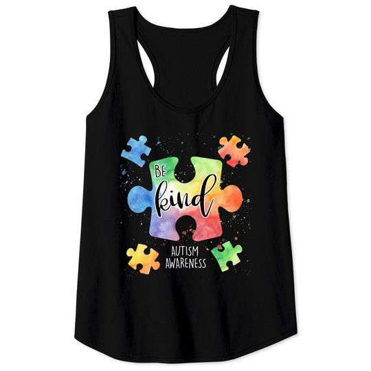 Discover Be Kind Puzzle Pieces Cute Autism Awareness Tank Tops