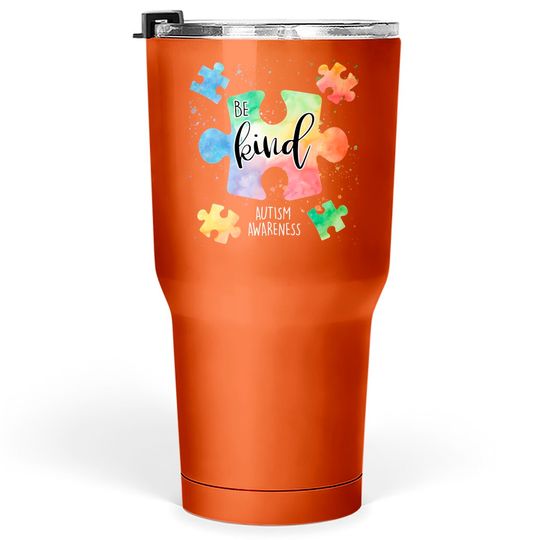 Discover Be Kind Puzzle Pieces Cute Autism Awareness Tumblers 30 oz