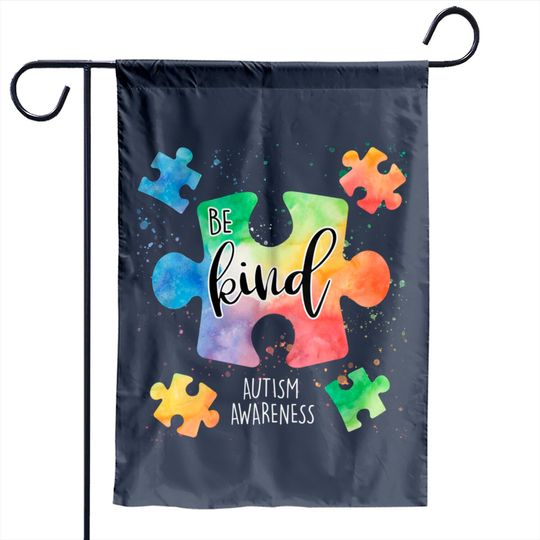 Be Kind Puzzle Pieces Cute Autism Awareness Garden Flags