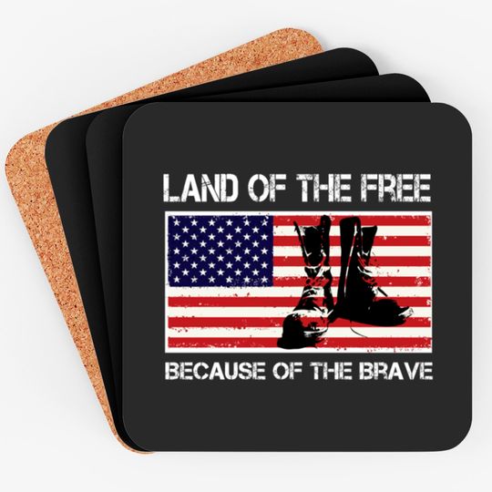 Land of the Free Because of the Brave USA Flag Coaster Coasters