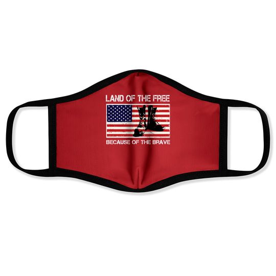 Land of the Free Because of the Brave USA Flag Face Mask Face Masks