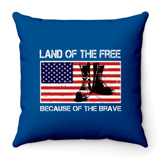 Land of the Free Because of the Brave USA Flag Throw Pillow Throw Pillows