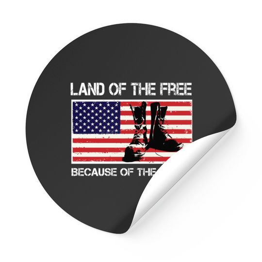 Land of the Free Because of the Brave USA Flag Sticker Stickers