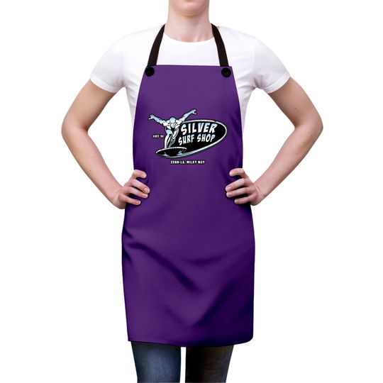 Silver Surf Shop (Black Print) - Silver Surfer - Aprons