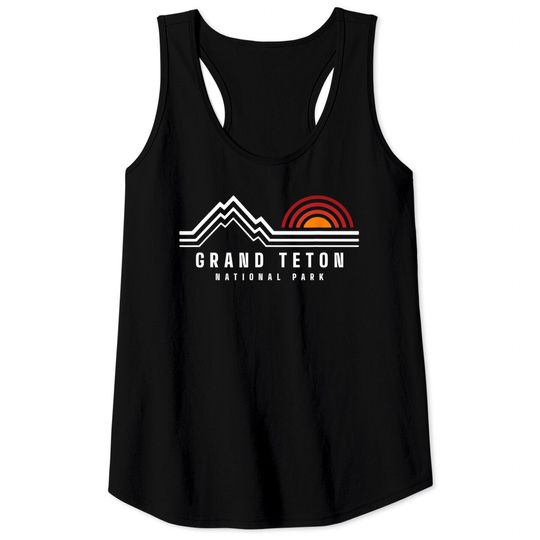 Grand Teton National Park Vintage Mountain Sunset Retro Gift Tank Tops