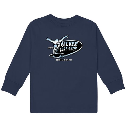 Silver Surf Shop (Black Print) - Silver Surfer -  Kids Long Sleeve T-Shirts