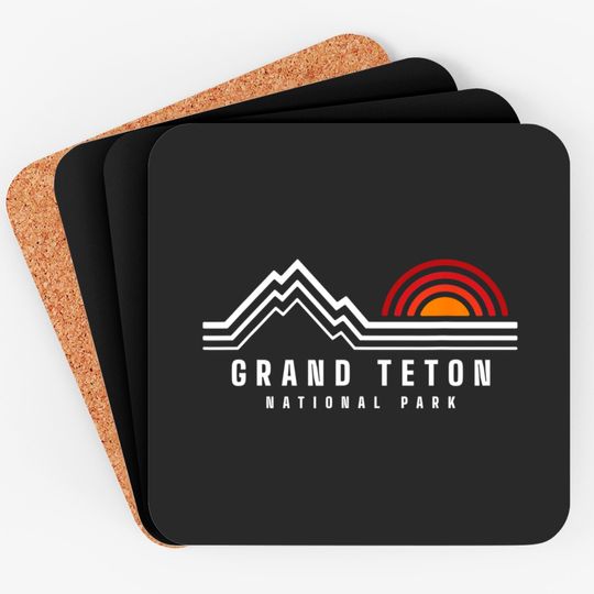 Grand Teton National Park Vintage Mountain Sunset Retro Gift Coasters