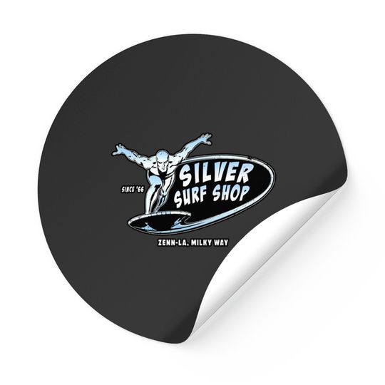 Discover Silver Surf Shop (Black Print) - Silver Surfer - Stickers